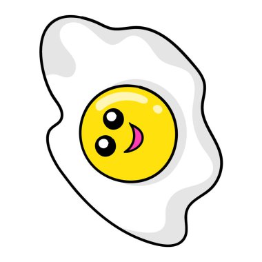 Komik surat inek gözü yumurtası, vektör çizim sanatı. karalama simgesi resmi kawaii.