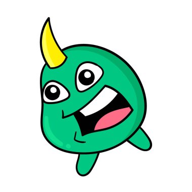 Boynuzlu sincap gergin bir şekilde bağırıyor, vektör çizim sanatı. karalama simgesi resmi kawaii.