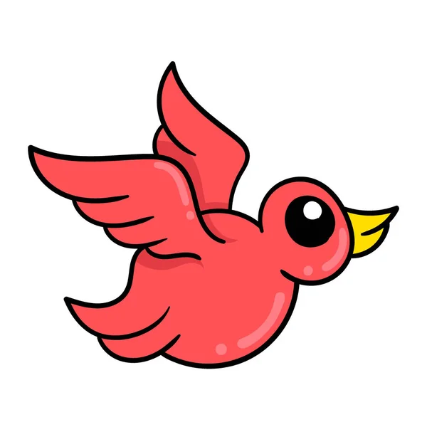 Der Rote Vogel Fliegt Den Schönen Himmel Vektor Illustration Art — Stockvektor
