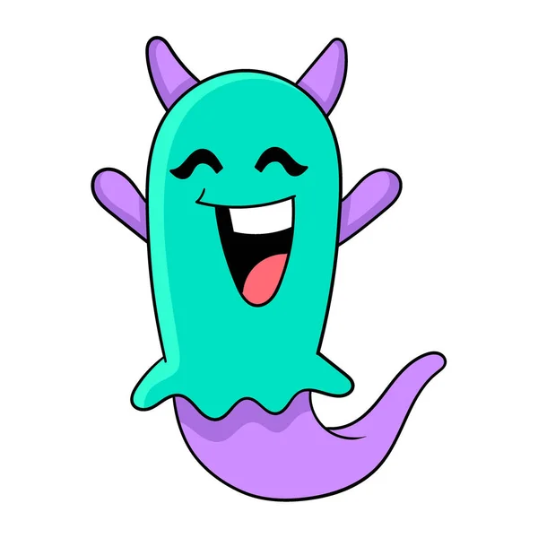 Ghosts Scaring Laughing Vector Illustration Art Doodle Icon Image Kawaii — ストックベクタ