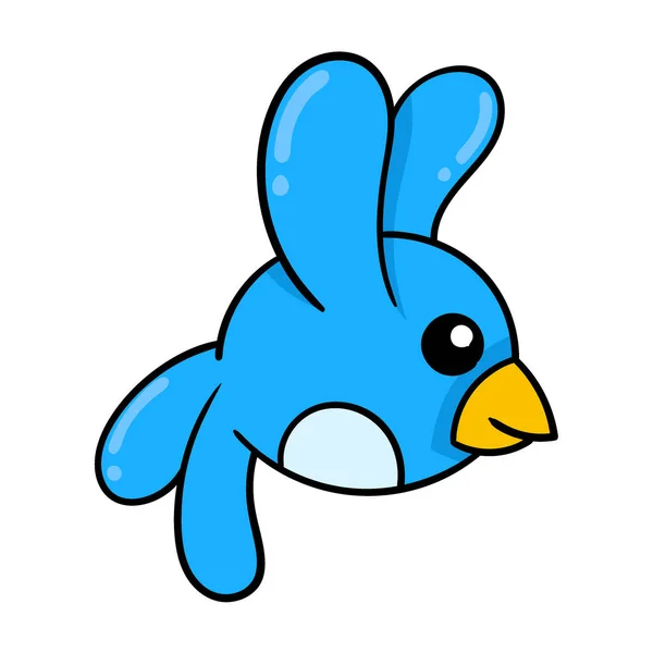 Modrý Pták Létající Vektorové Ilustrace Umění Kreslit Obrázek Ikony Kawaii — Stockový vektor