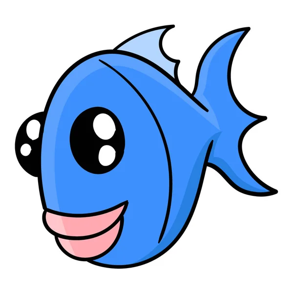 Cute Blue Ornamental Fish Vector Illustration Art Doodle Icon Image — 스톡 벡터