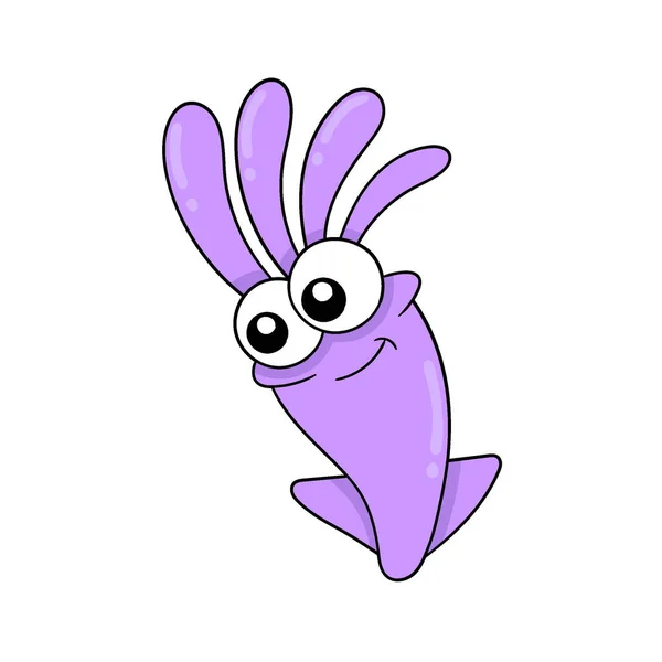 Cute Smiley Face Purple Squid Vector Illustration Art Doodle Icon — 스톡 벡터
