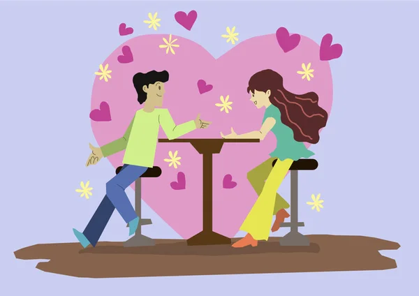 Valentine Day First Date Boy Girl Concept Illustration Image Vector — Fotografia de Stock