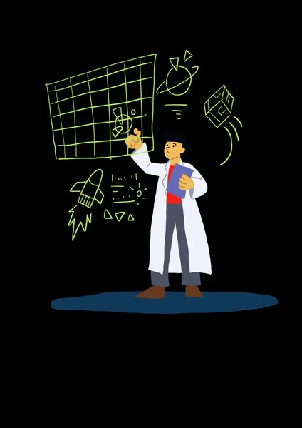 Intelligent Professor Writing Formulating Chemistry Table —  Fotos de Stock