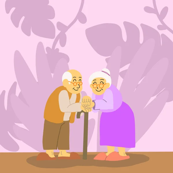 Grandpa Grandma Valentine Day Concept Illustration Image Vector Design Flat — Fotografia de Stock