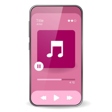 music player user interface realistic smartphone, Smartphone redesign realistic object 