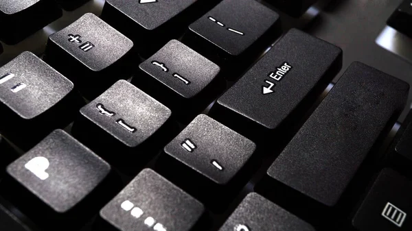 Peripheral Black Keyboard Keys Typing Computer Object Photo Shot Macro — Stockfoto