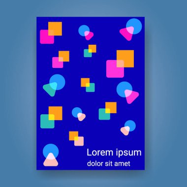 Renkli geometrik posterlerin şablonu fütüristik asgari kaplama. Poster, broşür, arkaplan vs. için şablon
