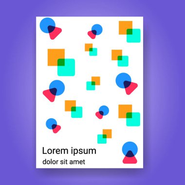 Renkli geometrik posterlerin şablonu fütüristik asgari kaplama. Poster, broşür, arkaplan vs. için şablon