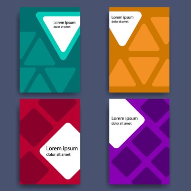 Üçgen kare kapaklı broşür seti. Poster, broşür, arkaplan vs. için şablon
