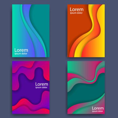 Dalga dokusu broşür seti. Poster, broşür, arkaplan vs. için şablon