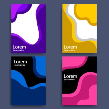 Dalga dokusu broşür seti. Poster, broşür, arkaplan vs. için şablon