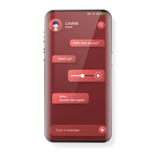 Interfaccia Utente Rossa Modello Messaggio Risposta Smartphone Smartphone Riprogettare Oggetto — Vettoriale Stock