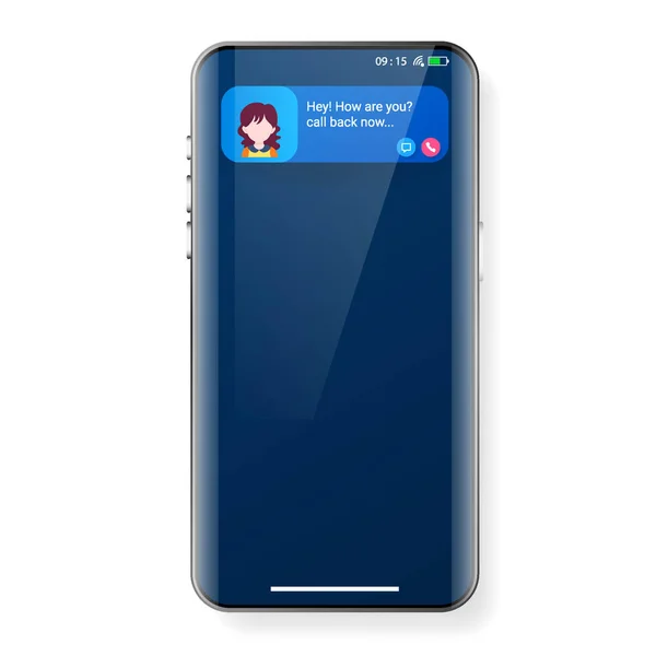 Notificação Mensagem Flutuante Pop Modelo Interface Usuário Smartphone Redesenhar Objeto —  Vetores de Stock
