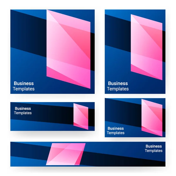 蓝色粉红封底模板横幅设置为商业印刷 小册子 背景封面等模板 — 图库矢量图片