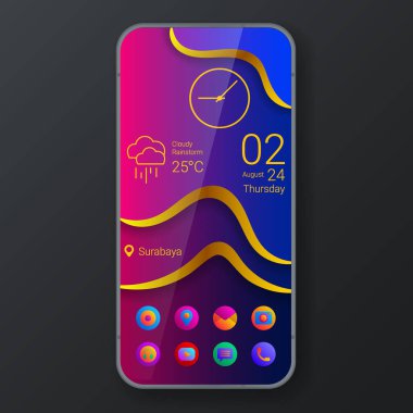 altın sarısı ev ekranı kullanıcı arayüzü gereçleri teması altın, vektör tasarımı illüstrasyonu