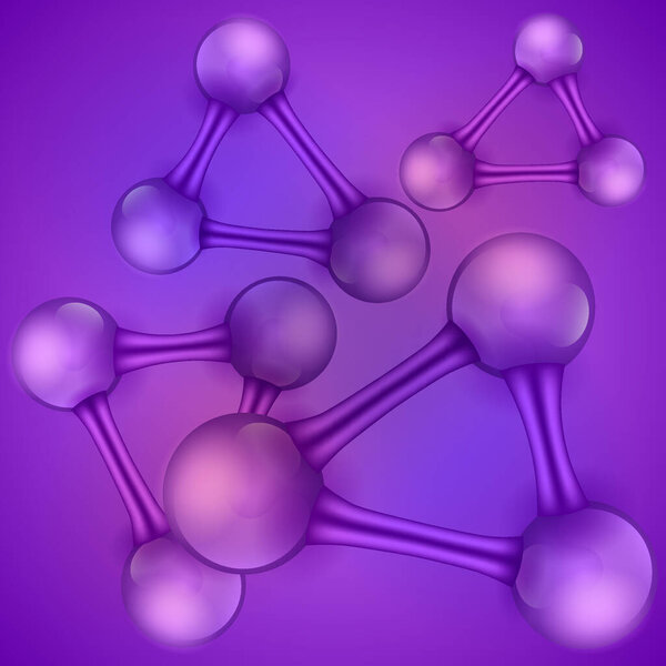 molecules pattern 3d background purple color art, vector illustration background
