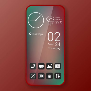 Zarif tasarım temaları kullanıcı arayüzü gerçekçi akıllı telefon, vektör tasarım illüstrasyonu