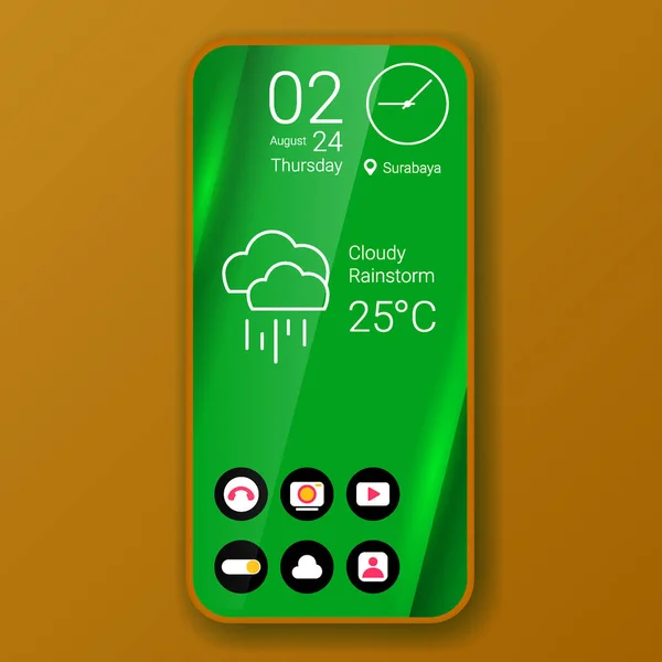 Interfaccia Utente Smartphone Realistica Design Elegante Verde Tema Disegno Vettoriale — Vettoriale Stock