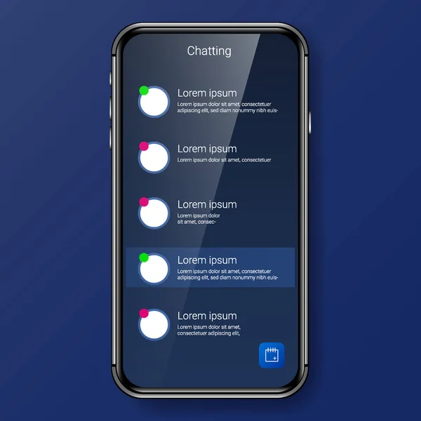 Chattare Interfaccia Utente Design Smartphone Realistico Disegno Vettoriale Illustrazione — Vettoriale Stock