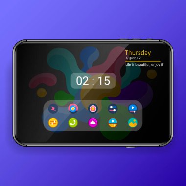 ev ekranı mobil uygulama arayüzü dijital gerçekçi tablet telefon, vektör tasarım illüstrasyonu