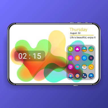 ev ekranı mobil uygulama arayüzü dijital gerçekçi tablet telefon, vektör tasarım illüstrasyonu