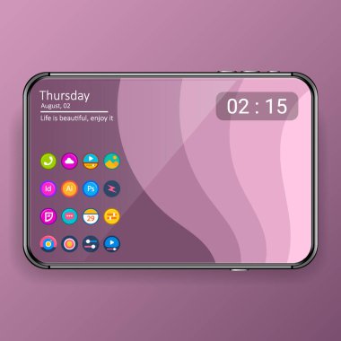 mobil uygulama menüsü kullanıcı arayüzü dijital gerçekçi tablet telefon, vektör tasarım illüstrasyonu