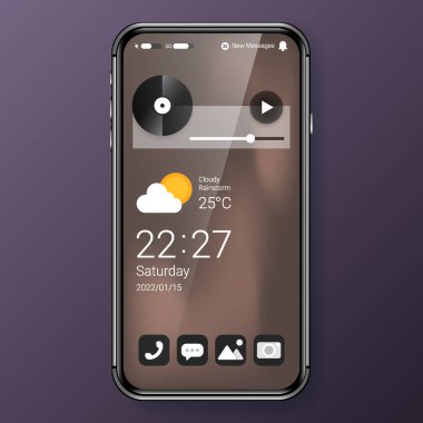koyu siyah tema kullanıcı arayüzü ev gezici uygulama menüsü, vektör tasarım illüstrasyonu