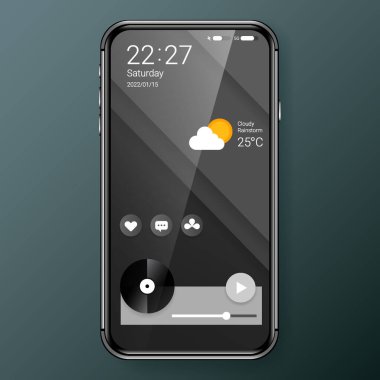 dark black theme user interface home mobile app menu, vector design illustration