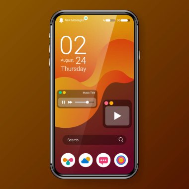 dalga gradyan ekran modu kullanıcı arayüzü gerçekçi mobil uygulama tasarımı, vektör tasarımı illüstrasyonu