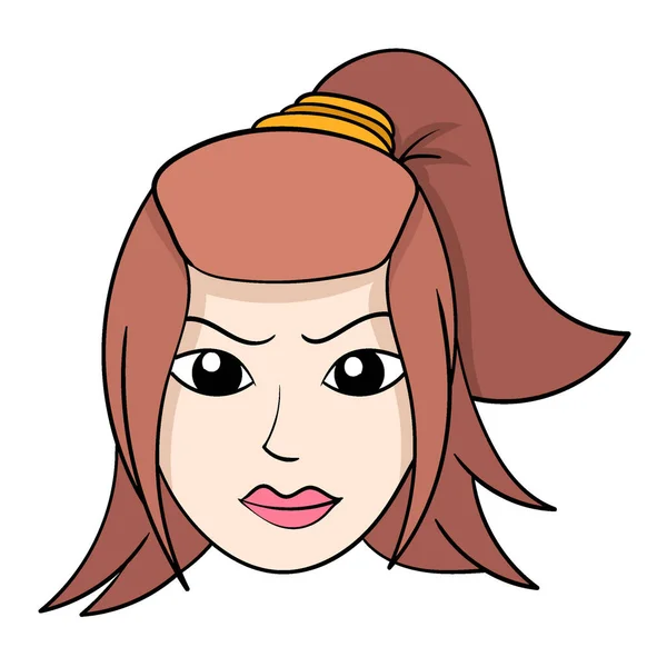 Cartoon Beauty Girl Face Vector Illustration Art Doodle Icon Image — Διανυσματικό Αρχείο