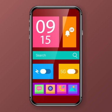 widget mobile application user interface for phone, vector design illustration