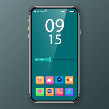 widget mobile application user interface home screen for phone, vector design illustration