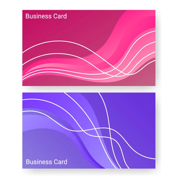 Business Card Name Template Set Wave Pattern Design Template Poster — Vetor de Stock