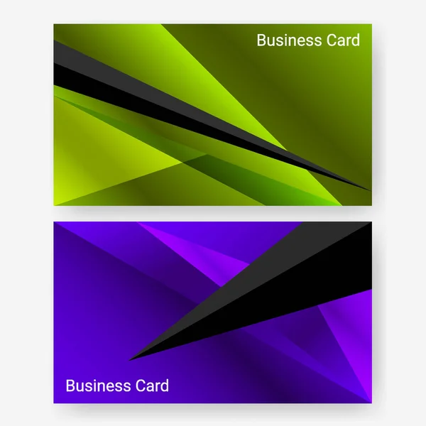 Business Card Name Template Metallic Surface Luminous Green Purple Template — Vettoriale Stock