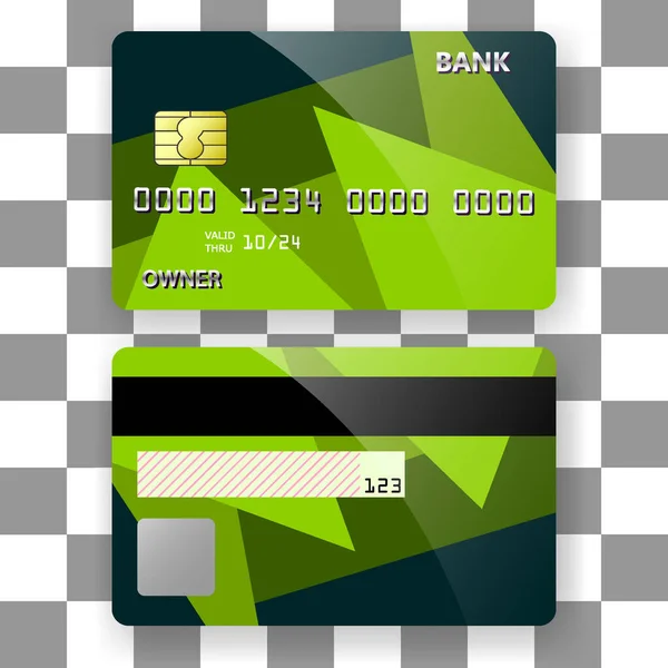 Modèle Carte Bancaire Fond Vert Patches Art Modèle Pour Affiche — Image vectorielle