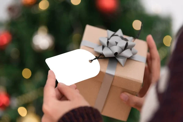 Рождественские Наклейки Подарочная Коробка Оформления Приглашений Рождественском Фоне — стоковое фото