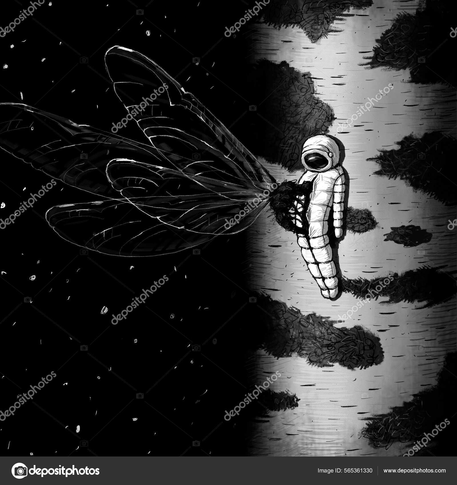 Fantasía Ciencia Ficción Cosmos Surrealistas Ficción Cuadrado Blanco Negro  Obras — Foto de stock #565361330 © Mushika, image size:1600x1700