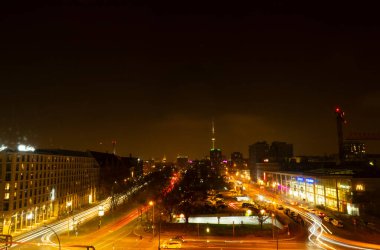 12 Kasım, Berlin, Almanya. Geceleri şehrin kuş bakışı manzarası.