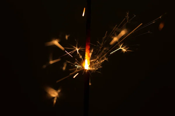 Burning Sparkler Dark Close Christmas European Tradition — Stock Photo, Image