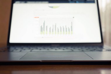 Menkul kıymetler ve raporlar monitörde. İş ve finans geliştirme kavramı