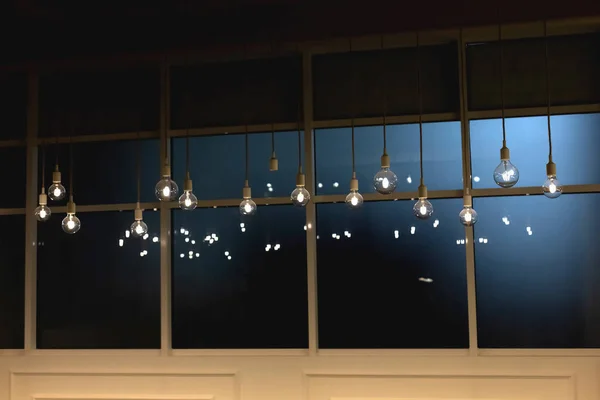 Interieur Versierd Met Lampen Koorden Modern Kantoorontwerp — Stockfoto
