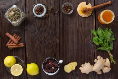 Frame made of natural products for vitamin drink or tea for the treatment of colds or the prevention of diseases according to a home recipe