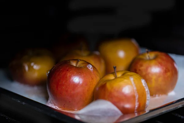 Pommes Cuites Four Gros Plan Aliments Sains — Photo