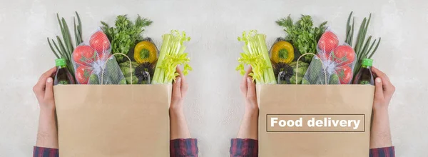 Élelmiszer Szállítás Környezetbarát Termékcsomagolás Koncepciója Zéró Hulladék — Stock Fotó