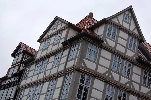 Старое Немецкое Здание Традиционный Дизайн Фасада Дома Центральной Европы Прошлых — стоковое фото