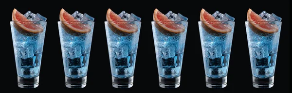 Cocktail Lagon Bleu Avec Liqueur Curaçao Bleu Dans Grand Verre — Photo