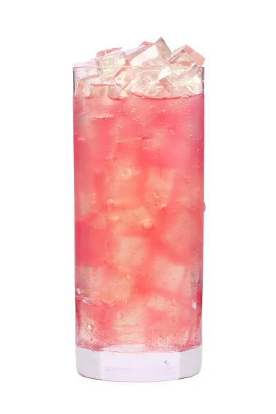 Червоний Алкогольний Коктейль Горілкою Льодом Ізольовано Білому Тлі — стокове фото