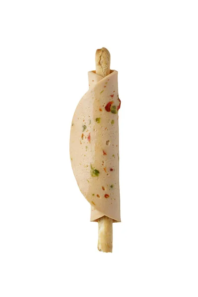 Vegetariánská Svačinka Vařenou Klobásou Chlebové Tyčince Izolované Bílém Pozadí Pohled — Stock fotografie